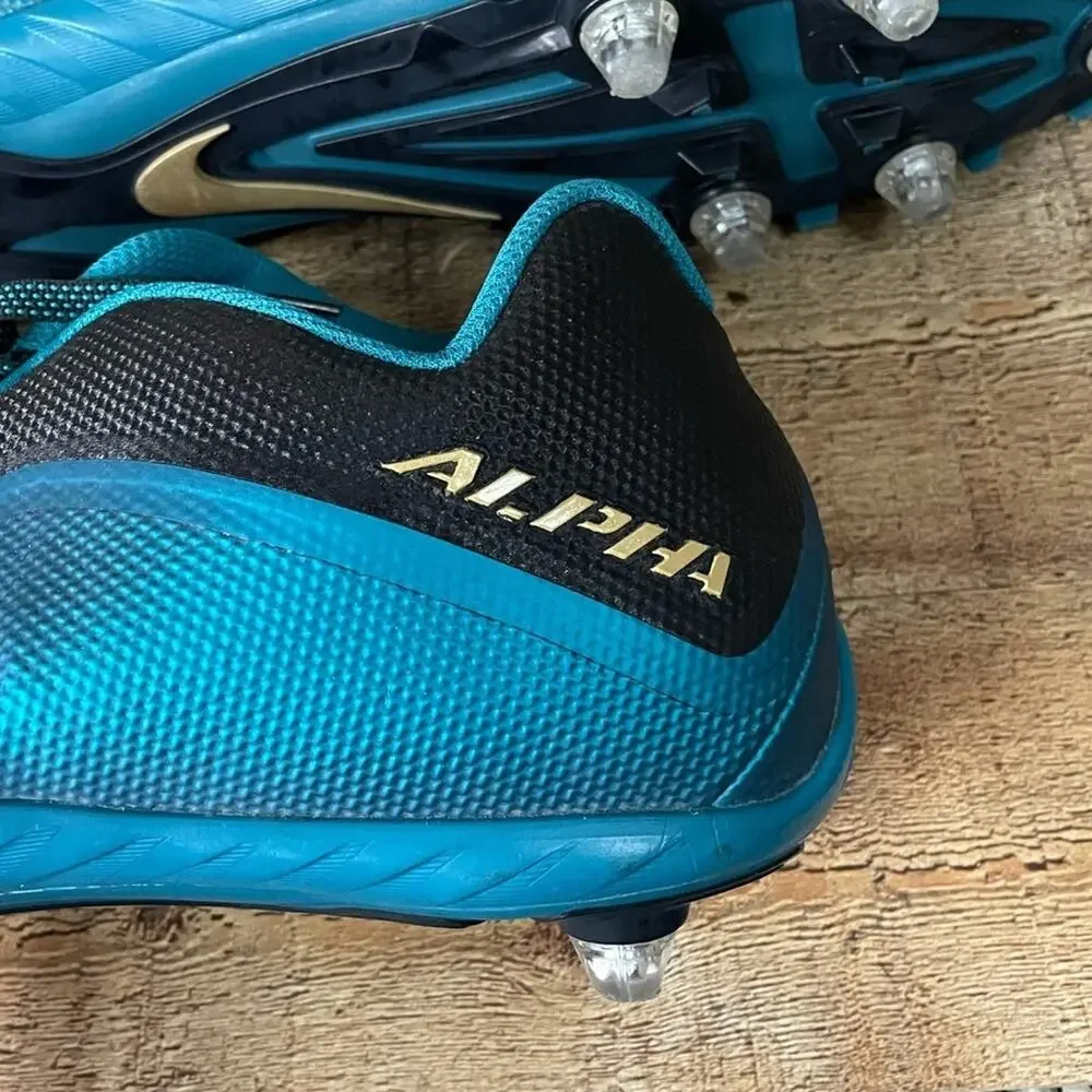 Nike Skin Alpha Pro Football Cleats Shoes Teal Blue Black Size 16 NEW